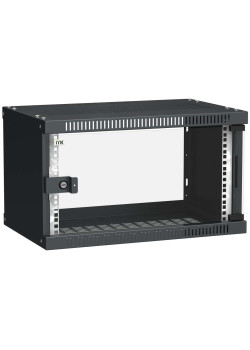 ITK Шкаф настенный LINEA WE 6U 550х350мм дверь стекло черный