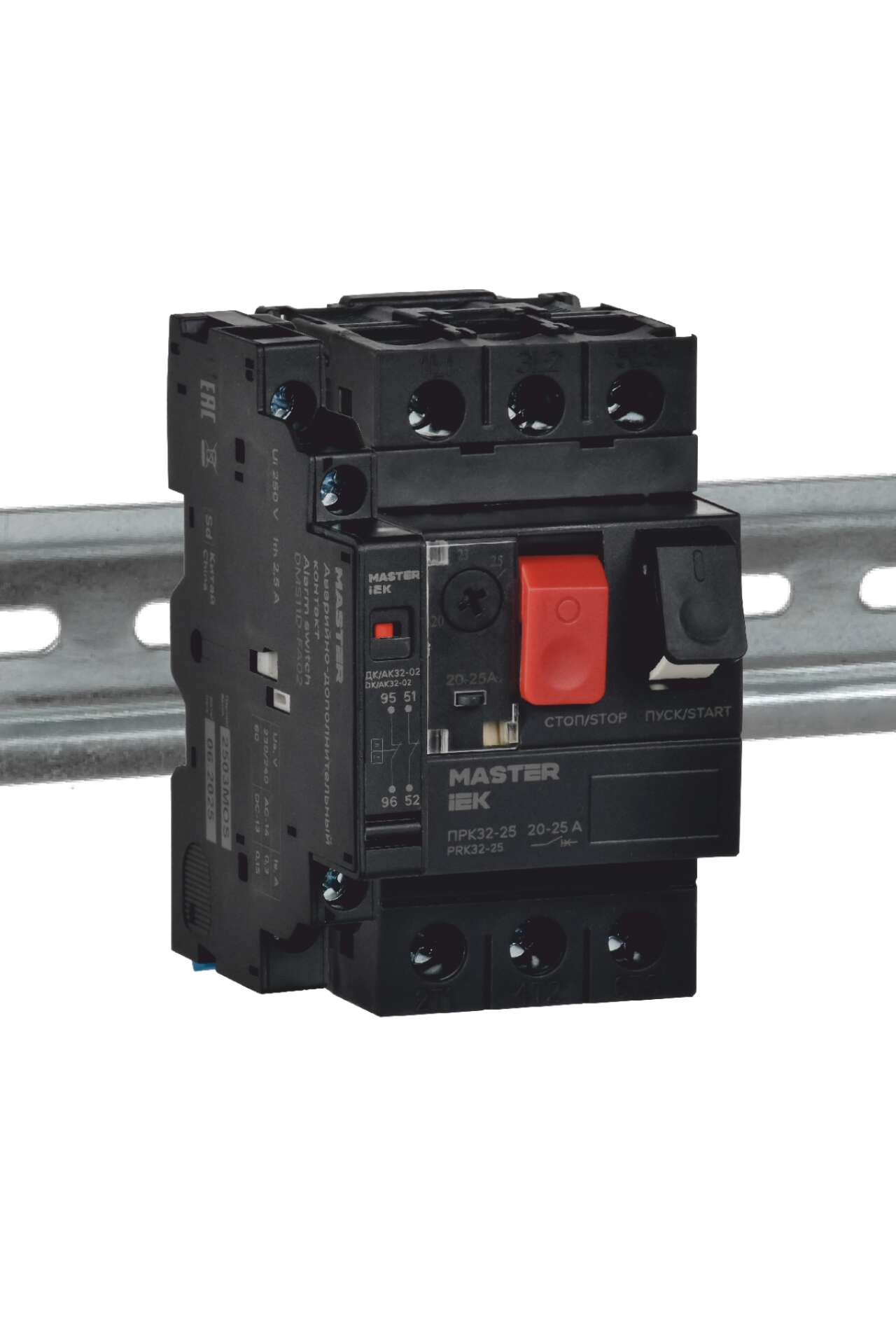 Экономия места при монтаже выключателя ПРК MASTER. Удобство и легкость регулирования диапазона уставки срабатывания теплового расцепителя. Прочный корпус из негорючего пластика.